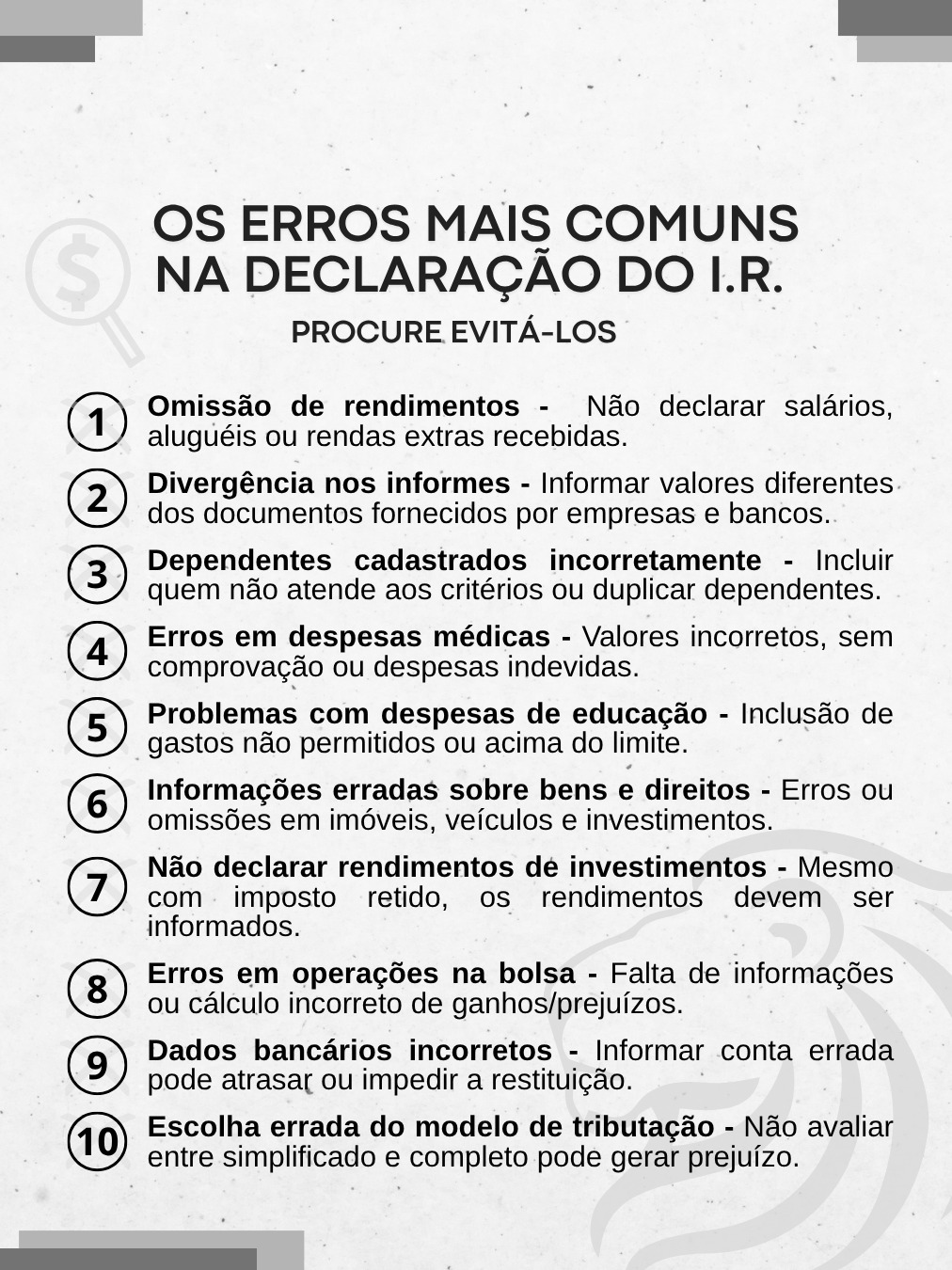 Erros na Declaração do I.R.